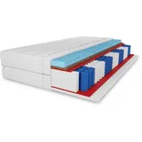 marpur 7 ZONEN Kokos-Taschenfederkernmatratze Premium 160x200x21 cm, Matratze Härtegrad H3/H4, Farbe: Weiß, inkl. Bezug