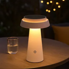GLOBO Solarleuchte Kunststoff H 23 cm inkl. Touchdimmer weiß