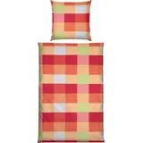 Erwin Müller Bettwäsche Seersucker rosa-orange Größe 1x 155x220 cm + 1x 80x80 cm