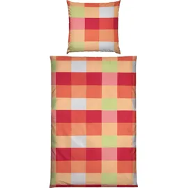 Erwin Müller Bettwäsche Seersucker rosa-orange Größe 1x 155x220 cm + 1x 80x80 cm