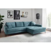 trends by hg Ecksofa Summer L-Form, in Cord-Stoff mit Metallfuß blau