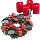 Britesta Adventskranz mit rotem Schmuck, inkl. LED-Kerzen in rot