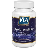 Via Vitamine Hyaluronsäure, mit allen wichtigen B-Vitaminen, vegane Kapseln, hochdosiert, Apothekenqualität
