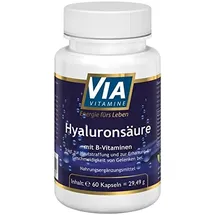 Via Vitamine Hyaluronsäure, mit allen wichtigen B-Vitaminen, vegane Kapseln, hochdosiert, Apothekenqualität