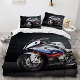 BIJOOT 135 X 200 cm Bettwäsche Motocross Motorrad Daunendecke 135X200 Winter 3D Drucken Bettwäsche Sets Weiche Mikrofaser Mit 2 Stücke 80X80Cm Kissenbezügen