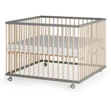 Sämann Laufgitter mit Matratze Cloud Air & Lattenrost - grau/natur - Premium | Gr.: 100x100 cm Babymöbel, Laufstall Baby