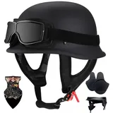 HALYING Halbschalenhelm mit ABS-Shell ECE-Zertifizierter - Leichter Mofa Helm Retro Schnellverschluss, atmungsaktives Innenfutter, abnehmbare Ohrenpolster für Chopper/Cruiser/Scooter