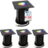 linovum 4 Stück smart BOQU Bodeneinbauleuchte schwarz eckig IP67 mit WLAN RGB LED GU10 - kompatibel mit Alexa & Google Home