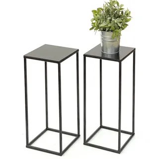 DanDiBo Ambiente 2x DanDiBo Blumenhocker Metall Schwarz Eckig 62,5 cm Blumenständer Beistelltisch 434 Blumensäule Modern Pflanzenständer Pflanzenhocker