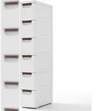 Costway Schmaler Nischen-Schrank mit Rädern, Nischen-Regal 20 cm Breit, Nischen-Wagen mit 6 Schubladen, Badezimmerwagen