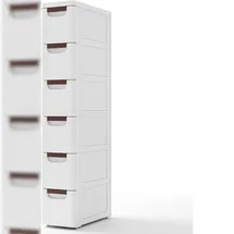 Costway Schmaler Nischen-Schrank mit Rädern, Nischen-Regal 20 cm Breit, Nischen-Wagen mit 6 Schubladen, Badezimmerwagen