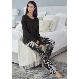 LASCANA Schlafhose Floral Schwarz 36/38