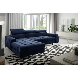 Fun Möbel Ecksofa Schlafsofa Sofa AGNESA XS Stoff Salvador Dunkelblau Ottomane Links