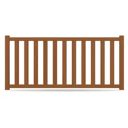 Zaun, Aluminium, Holzoptik Braun, Golden Oak Dekor, Modell Stuttgart, flexible Befestigungssysteme, Zaunelement individuell konfigurierbar