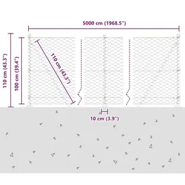 vidaXL Zaunpfosten 50 x 100 cm Silber/Stahl
