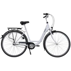 HAWK City Wave Premium White Damen 26 Zoll - Fahrrad mit 3-Gang Shimano Nabenschaltung, Beleuchtung & Ergogriffen