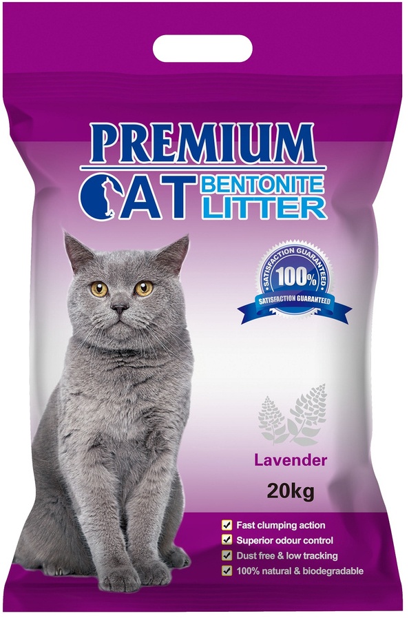 Premium-Katzenklumpstreu aus Bentonit - Lavendel für Katzen 20kg (Rabatt für Stammkunden 3%)