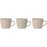 Bloomingville Tassen Cécile 3er Set, Rose-Farben/Grau, Rose-Farben/Grau