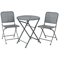 PROGARDEN 3-tlg. Garten-Bistro-Set Stahl Malvenrosa