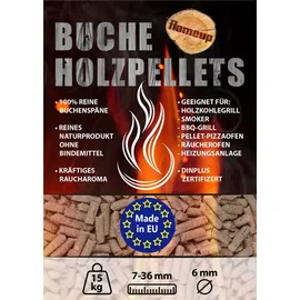 FLAMEUP Pellets 15 kg Holz Buche grau