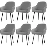 CLGTY Samt Stuhlhussen Mit Armlehne Moderne, Weich Abnehmbar Stuhlhussen Moderne Hussen Für Stühle Für Esszimmer-grau-A-6 Stück