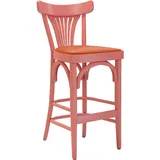 2er-Set Cabris | Bugholz Barhocker | Holz / Samt | Rosa / Orange | Bugholz
