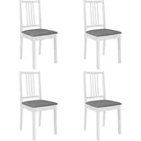 vidaXL Esszimmerstühle 4 STK., Esszimmerstuhl mit Polstern Rückenlehne, Essstuhl Küchenstuhl Holzrahmen, Stuhl Holzstuhl Esszimmer Küche, Modern, Weiß Massivholz