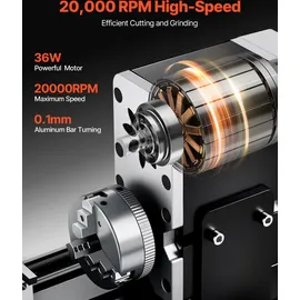 Vevor Mini-Drehmaschine aus Metall 70x130 mm, Fräsmaschine 20000 U/min, 36 W Hochleistungsmotor, 3-Backenfutter, didaktische Metalldrehmaschine mit Schutz für die Bearbeitung von Präzisionsteilen