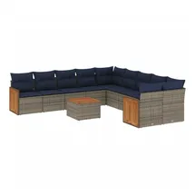 vidaXL Gartensofa-Set mit Kissen, grau, Polyrattan