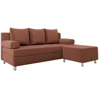 Mirjan24 Schlafsofa, Rosa, Textil, 3-Sitzer, L-Form,Rechteckig, 192x80 cm, Wohnzimmer, Sofas & Couches, Wohnlandschaften, Ecksofas
