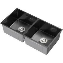 ML-Design Doppelspülbecken anthrazit Edelstahl Handbetätigung 815 x 400 mm