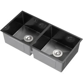 ML-Design Doppelspülbecken anthrazit Edelstahl Handbetätigung 815 x 400 mm