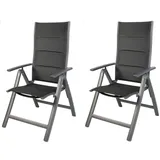 LINDER EXCLUSIV 2 Stück Gartensessel Comfort 6-fach verstellbar gepolstert schwarz