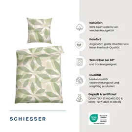 SCHIESSER Lea Renforcé Grün 135 x 200 cm + 80 x 80 cm