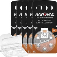 30x Rayovac Acoustic Special orange 13 Hörgerätebatterien (5x 6er Blister) + Aufbewahrungsbox für 2 Hörgerätebatterien