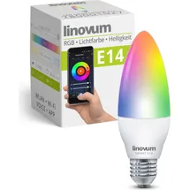linovum E14 LED Kerze Smart Wifi Sprach- & Appsteuerung RGB dimmbare Lichtfarbe - WLAN Lampe kompatibel mit Alexa Echo, Google Home
