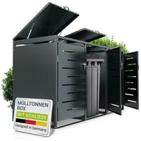 Juskys Mülltonnenbox Arel 3er - Metall Gartenbox für Mülltonnen - Aufbewahrungsbox Anthrazit