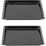 ICQN Backblech 45.5 x 36 x 3 cm Set, 2er Emaillierte Fettpfanne für Backofen und Herd, Passend für Bosch, Siemens, Constructa