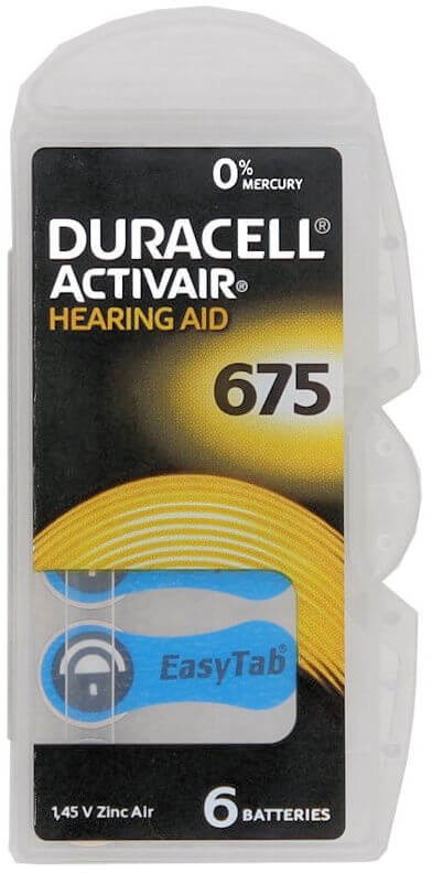 Duracell Activair Hörgerätebatterie Typ 675 (6 Stück)