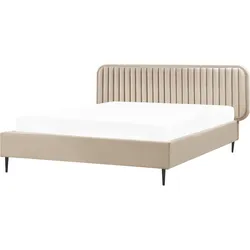 Bett mit Lattenrost Samtstoff BRIN 160 x 200 cm Taupe