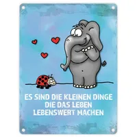 Trendaffe Metallschild mit Elefant & Käfer Motiv und Spruch: