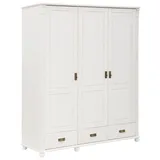 otto home Drehtürenschrank OTTO HOME ""Aimo", 3 türig, Landhausstil, Kassetten", Kinder, Gr. weiß, B/H/T: 152cm x 191cm x 59cm, Schubladen: 3 Stk. Türen: 3 Stk.