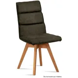 58 aufm Kessel Esszimmerstuhl Küchenstuhl drehbar (2er-Set) Doris 47x92x60 Eiche geölt/Anthrazit (Lieferung bis Verwendungsstelle, 8 St), Stabiles Gestell aus Massivholz pflegeleichter Bezug aus Microfaser grün
