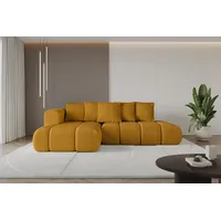 altdecor Ecksofa Cord mit Schlaffunktion 2-Sitzer Senfgelb
