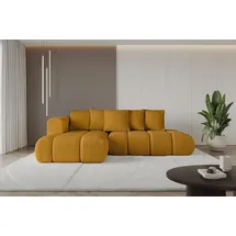 altdecor Ecksofa Cord mit Schlaffunktion 2-Sitzer Senfgelb