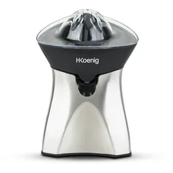 H.Koenig AGR60 Zitruspresse elektrisch / 2 Presskegel / Tropfstopp / 60 W / Edelstahl / silber
