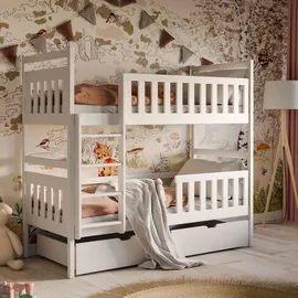 Kids Collective Hochbett 80 x 180 cm Kiefer massiv weiß