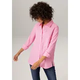 Aniston CASUAL ANISTON CASUAL, Damen, Gr. 44, pink (hellpink), Popeline, Web, Obermaterial: 100% Baumwolle, unifarben, modisch, figurumspielend ca. Mitte Oberschenkel, Langarm 1-Knopf-Manschette, Blusen, mit kurzen Seitenschlitzen