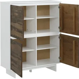 OTTO home Morgan Midischrank Hochkommode 100 x 120 x 35 cm Braun/Weiß