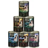Dehner Wild Nature Hundefutter Probier-Set, Nassfutter getreidefrei / zuckerfrei, für ausgewachsene Hunde, Ente / Pferd / Wild / Kaninchen, 6 x 400 g Dose (2.4 kg)